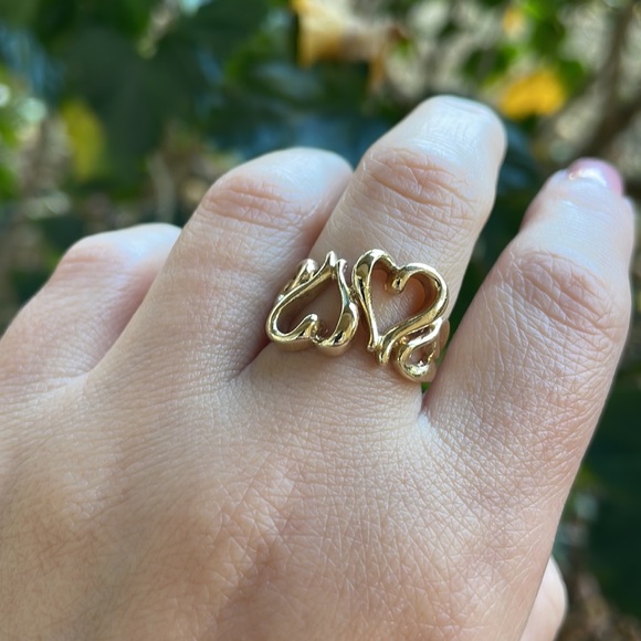 14K Solid Yellow Gold Multiple Heart Ring - Picture 8 of 15